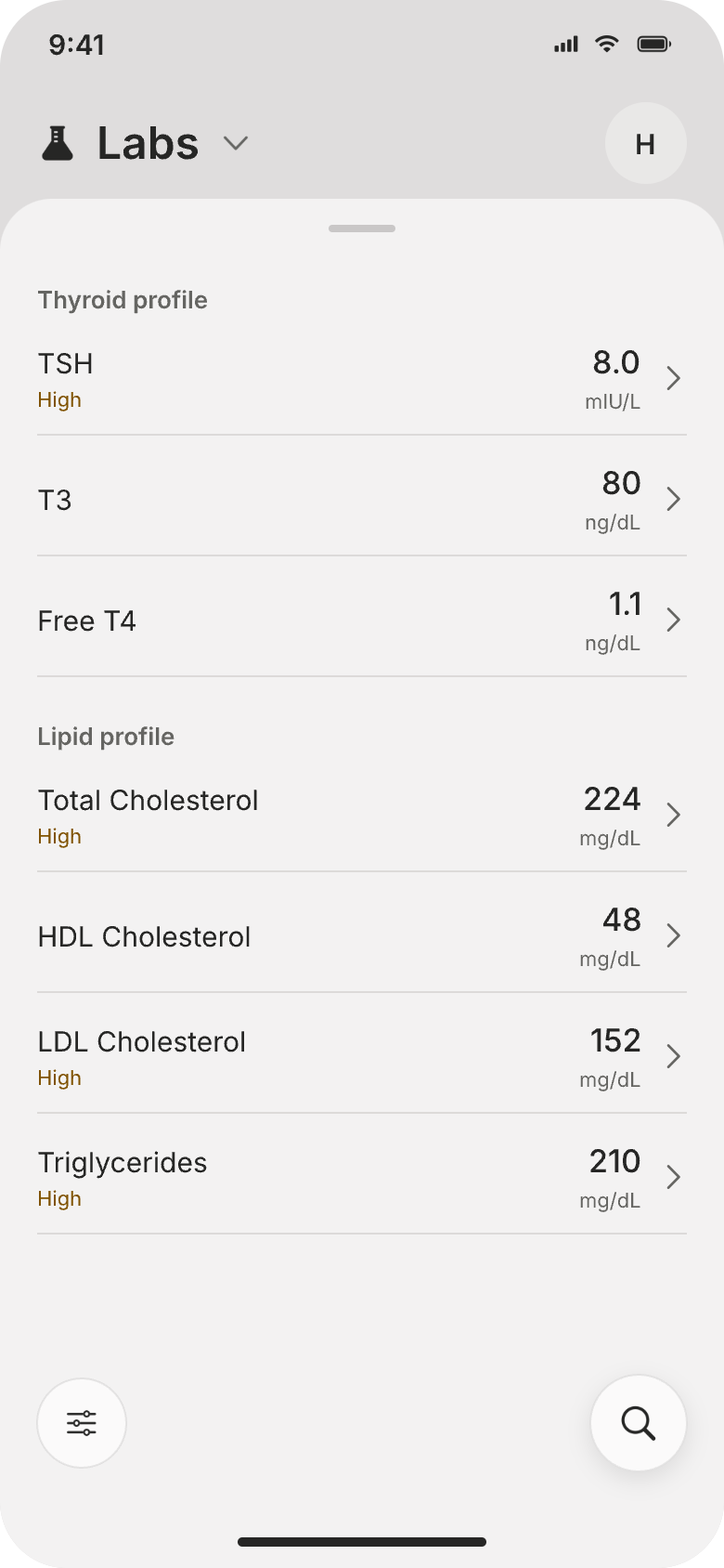 Test results on mobile in light mode