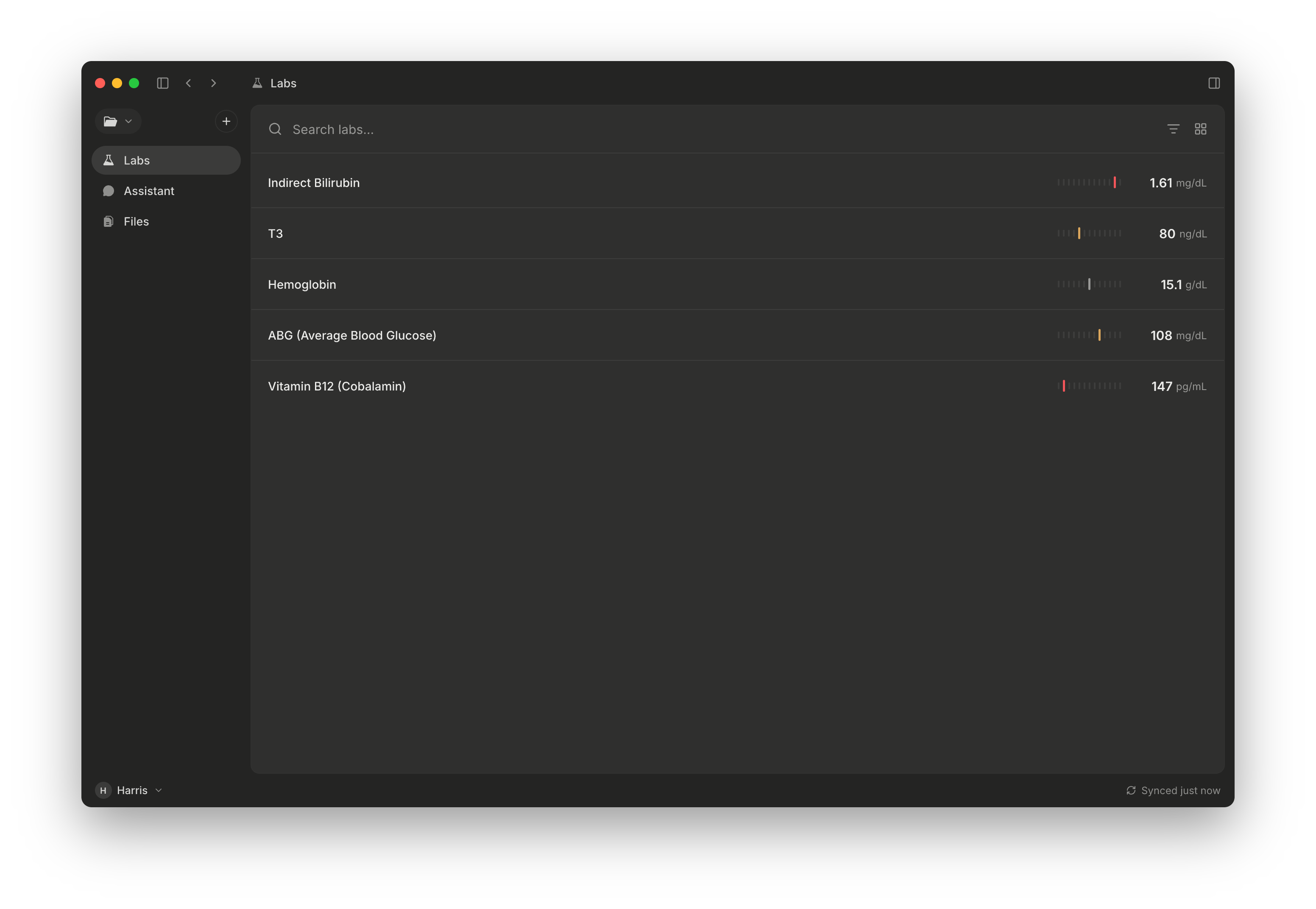 Test history on desktop